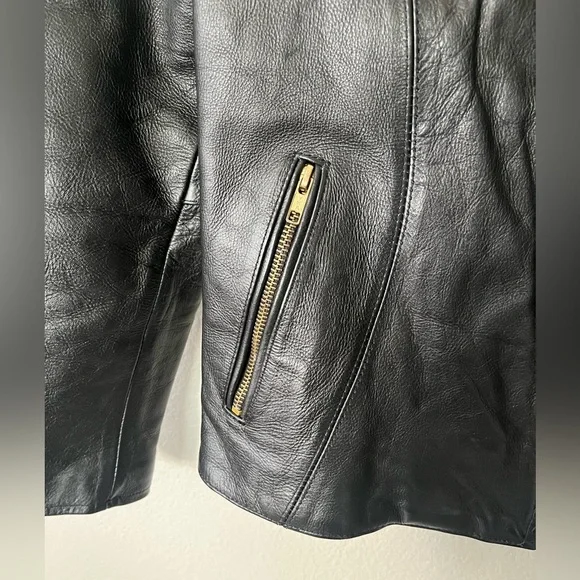 Motorcycle Apparel Industry Shaf Black Motorcycle Leather Jacket Men’s Size L - Picture 4 of 15